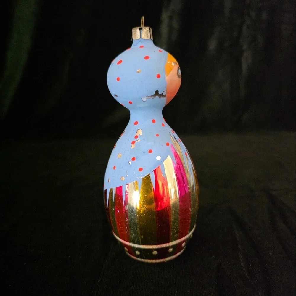 VTG De Carlini ?? Polish ?? Matryoshka Doll Hand Blown Glass Christmas Ornament